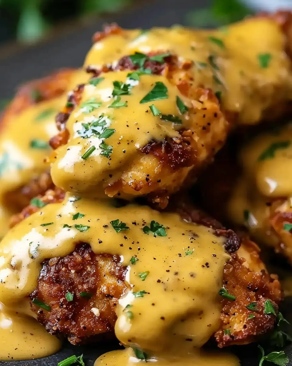 Pretzel Chicken: Juicy Delight with Mustard-Cheddar Sauce