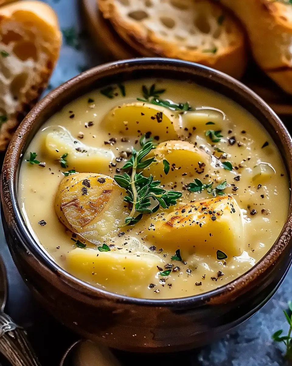 Cheddar Garlic Herb Soup: Indulgent Potato Soup with Turkey Bacon