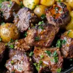 Slow Cooker Garlic Butter Steak Bites & Potatoes