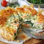 Salmon and spinach filo cottage cheese quiche