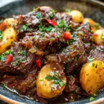 Slow Cooker Garlic Butter Beef with Potatoes