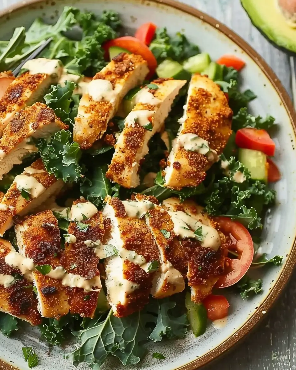 Cumin-crusted chicken with kale salad: Easy hummus dressing recipe