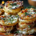 Crispy Roasted Garlic Parmesan Potato Stacks Recipe