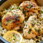 Slow Cooker Lemon Herb Chicken and Rice