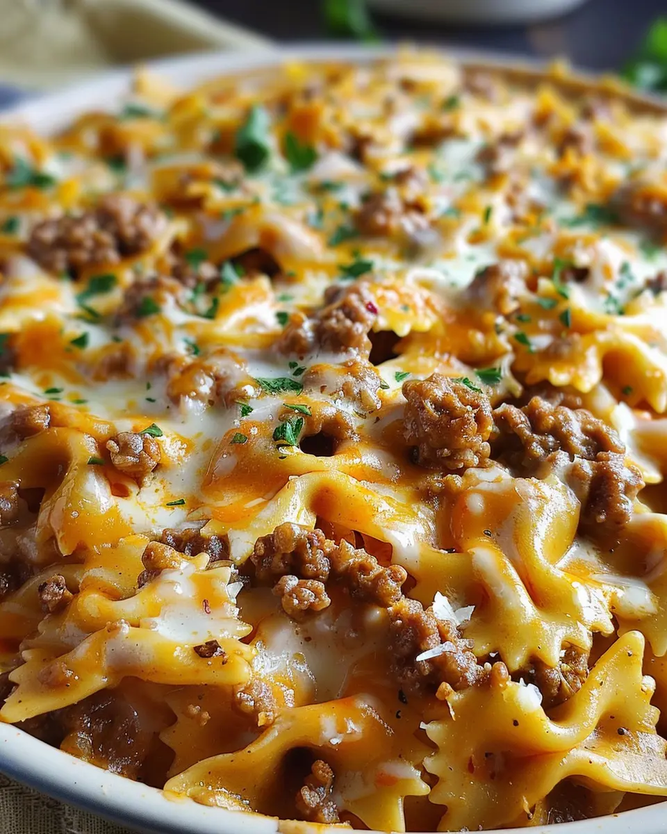 Cajun Cream Cheese Alfredo Bowties: Indulgent Spiced Beef Delight