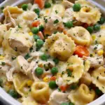 Crockpot Cheddar Chicken Pot Pie Tortellini