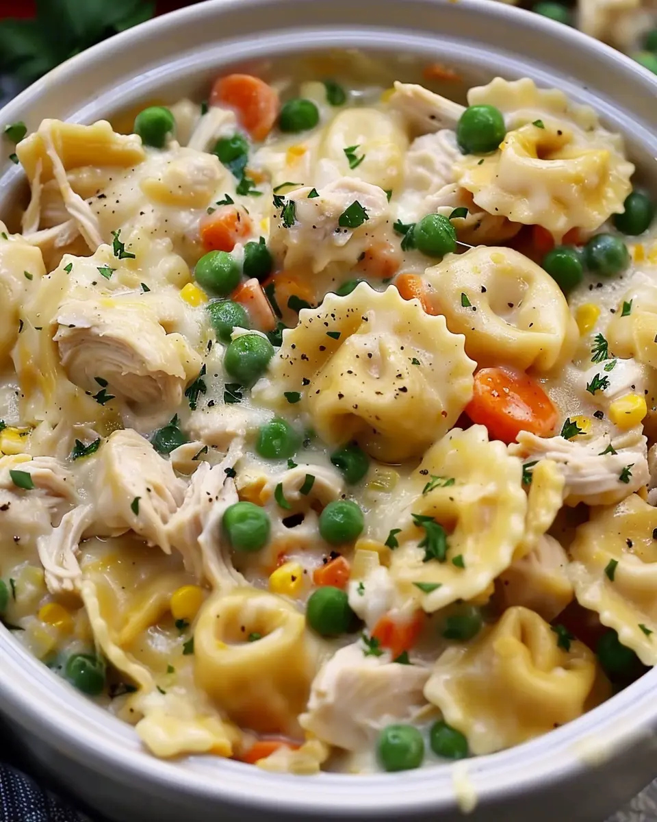 Crockpot Cheddar Chicken Pot Pie Tortellini: Easy Comfort Food Delight